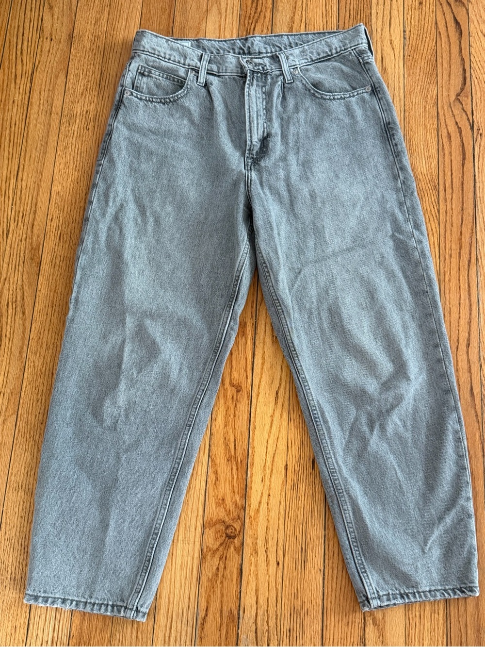 GAP Light Gray High-Rise Barrel Jeans